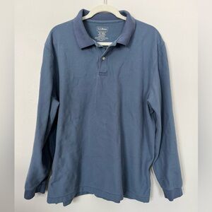 L.L. Bean Men’s Blue Premium Double L Long Sleeve Polo Shirt Size XL Classic